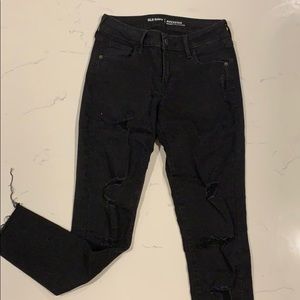 ripped black high-waisted skinny jeans
